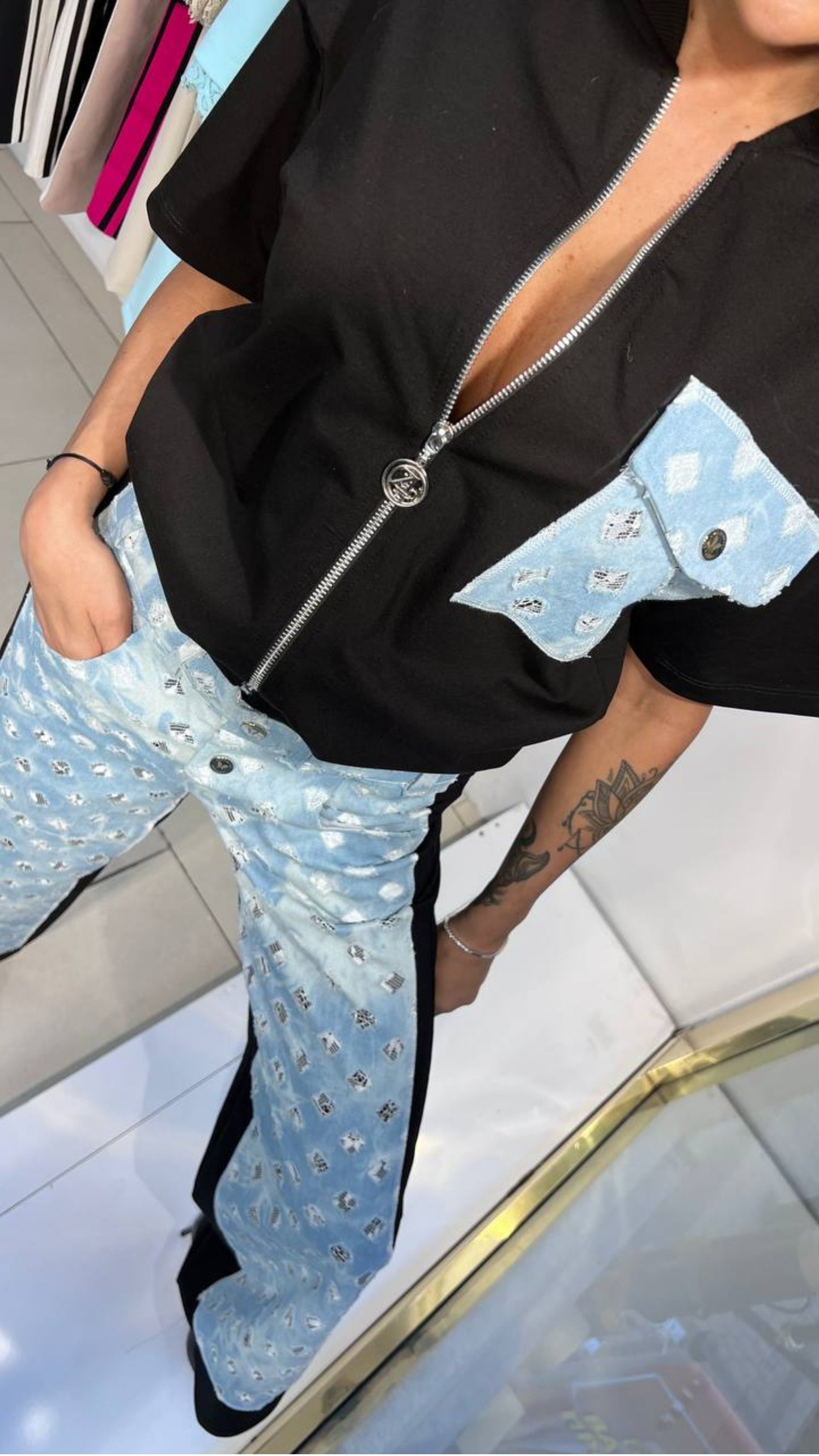 Denim zip-up survêt