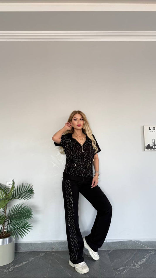 Zip-up studded survêt